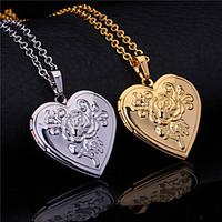 InStyle New Vintage Rose Flower Heart Photo Locket Pendant Floating Lockets 18K Gold Platinum Plated Necklace