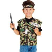 Instant Soldier Child\'s Dressing Up Kit - Camouflage Print Vest, Headband, Id