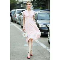 inplus womens daily casual date cute swing dresssolid v neck knee leng ...