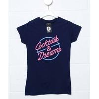 inspired by cocktail cocktails and dreams logo womens t shirt