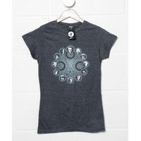 Inspired By Doctor Who Womens T Shirt - All 12 Doctors Clock Face