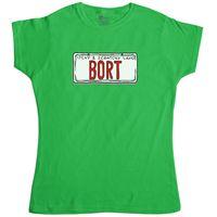 inspired by the simpsons womens t shirt bort license plate