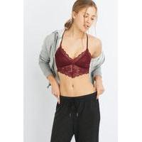 ina caged lace bralette maroon