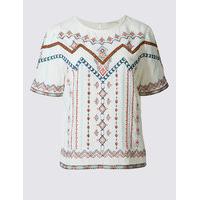 Indigo Collection Pure Cotton Embroidered Shell Top