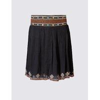 Indigo Collection Mirror Embroidered A-Line Mini Skirt