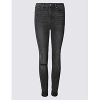 Indigo Collection In Fray Turn Up Mid Rise Skinny Leg Jeans