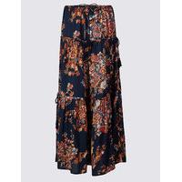 Indigo Collection Floral Print Straight Maxi Skirt