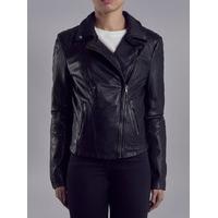 indus black leather biker jacket