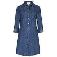 indigo blue washed denim look shirt dress