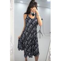 indigo elephant print drape summer dress