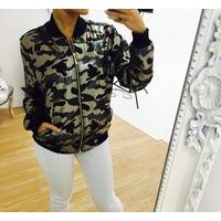 india camo printed bomber jacket