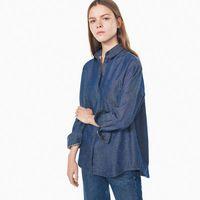 indigo twill slub 60s collar shirt mid blue