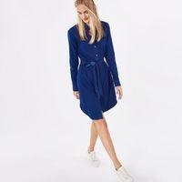 Indigo Dotted Shirt Dress - Dark Indigo