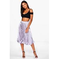 Ina Pleated Satin Midi Skirt - mauve