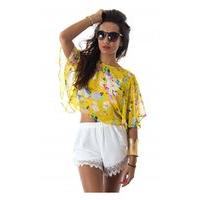 In Love Chiffon Batwing Top In Yellow