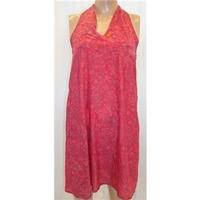 Indian 100% Silk Medium Red Floral Print Dress