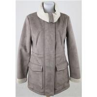 Indigo, size 8 beige fleece trimmed jacket