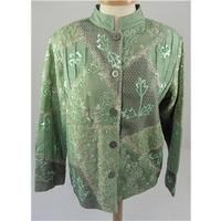Indigo Moon Size M Green Jacket with Beige Stitching and Backing to Lace Work
