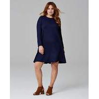 indigo long sleeve ribbed swing dress