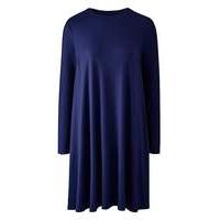 indigo long sleeve ribbed swing dress