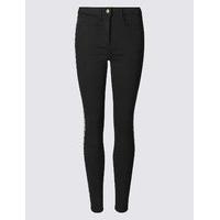 indigo collection embroidered mid rise skinny leg jeans