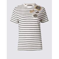 indigo collection cotton rich striped short sleeve t shirt