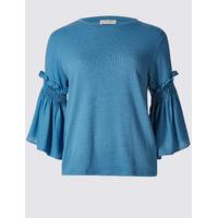 Indigo Collection Pure Cotton Smock Sleeve Round Neck T-Shirt