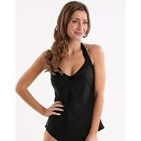 In The Mix Underwired 50s Halter Tankini - Black