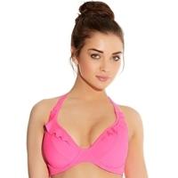 In The Mix Underwired Banded Halter Bikini Top - Bright Pink