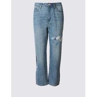 Indigo Collection Mid Rise Cropped Straight Leg Jeans