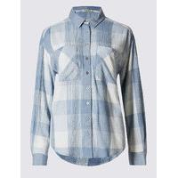 Indigo Collection Cotton Blend Checked Long Sleeve Shirt