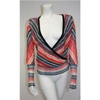 InWear Size XS Red Striped Low Neck Top InWear - Size: XS - Red - Long sleeved shirt