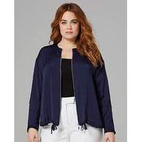 Indigo Zip Front Bomber Blouse