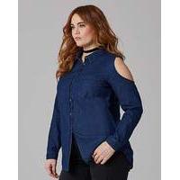 Indigo Cold Shoulder Denim Shirt