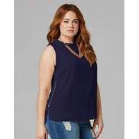 indigo zip side vest top