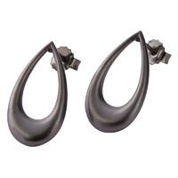 Infinity Earrings Open Pear Studs Black Vermeil