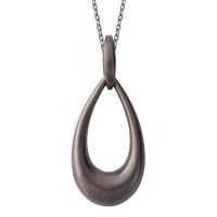 Infinity Necklace Open Pear Drop Black Vermeil