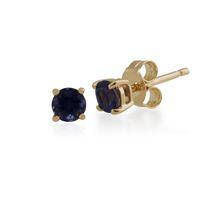 Iolite Round Stud Earrings In 9ct Yellow Gold 3.50mm Claw Set