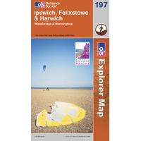 ipswich felixstowe harwich os explorer map sheet number 197