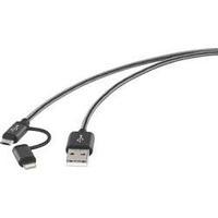 iPhone/iPod/iPad Charger lead/Data cable [1x USB 2.0 connector A - 1x USB 2.0 connector Micro B, Apple Dock lightning pl