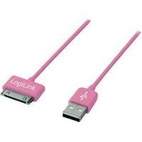 iPad/iPhone/iPod Data cable/Charger lead [1x USB 2.0 connector A - 1x Apple dock plug] 1 m Pink LogiLink