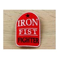 Iron Fist Fighter Embroidered Iron On Motif Applique Red