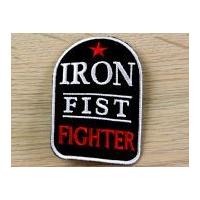 Iron Fist Fighter Embroidered Iron On Motif Applique Black