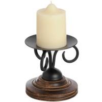 Iron Candle Holder With Wooden Stand