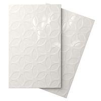 Iris White Ceramic Wall Tile Pack of 10 (L)400mm (W)250mm