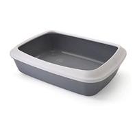 Iriz Cat Litter Tray With Rim Cool Grey 50x37x14cm (Pack of 6)