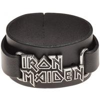 iron maiden logo leather wriststrap bracelet