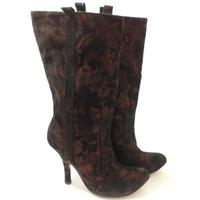 Irregular Choice Size 6 Metallic Black Suede Rounded Toe Kitten Heeled Boots