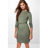 irina belted t shirt dress khaki