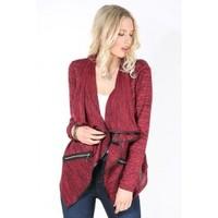 iris open front side zip waterfall cardigan